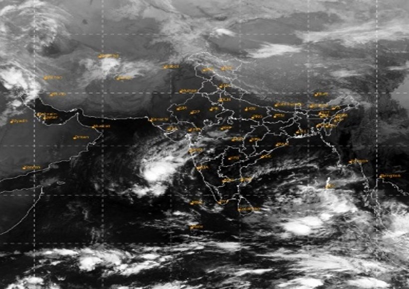 IMD satellite image of low depression heading towards South West in Arabian sea.