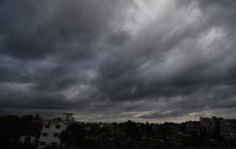 Nagaon: Dark clouds cover the sky in Nagaon District of Assam on Oct 25, 2022. Most parts of Assam are witnessing gusty winds and heavy rain over cyclone Sitrang