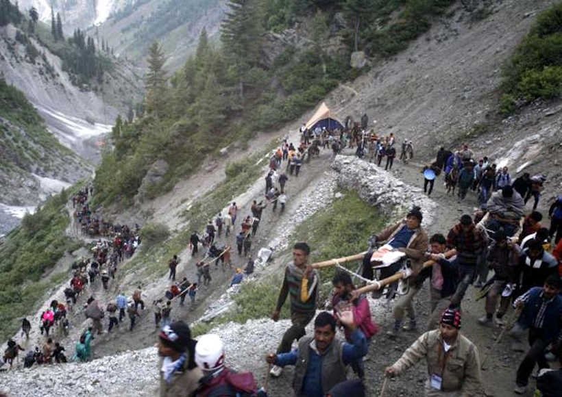 Pilgrims leave for Amarnath.