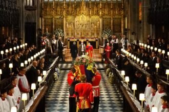 The coffin of Queen Elizabeth II