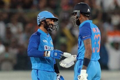 Hardik Pandya, and batting partner Dinesh Karthik