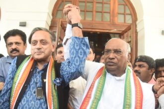 Congress Leader Shashi Tharoor meets newly elected congress president Mallikarjun kharge