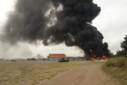 Smoke rises from a U.S. millitary base in Lamu County