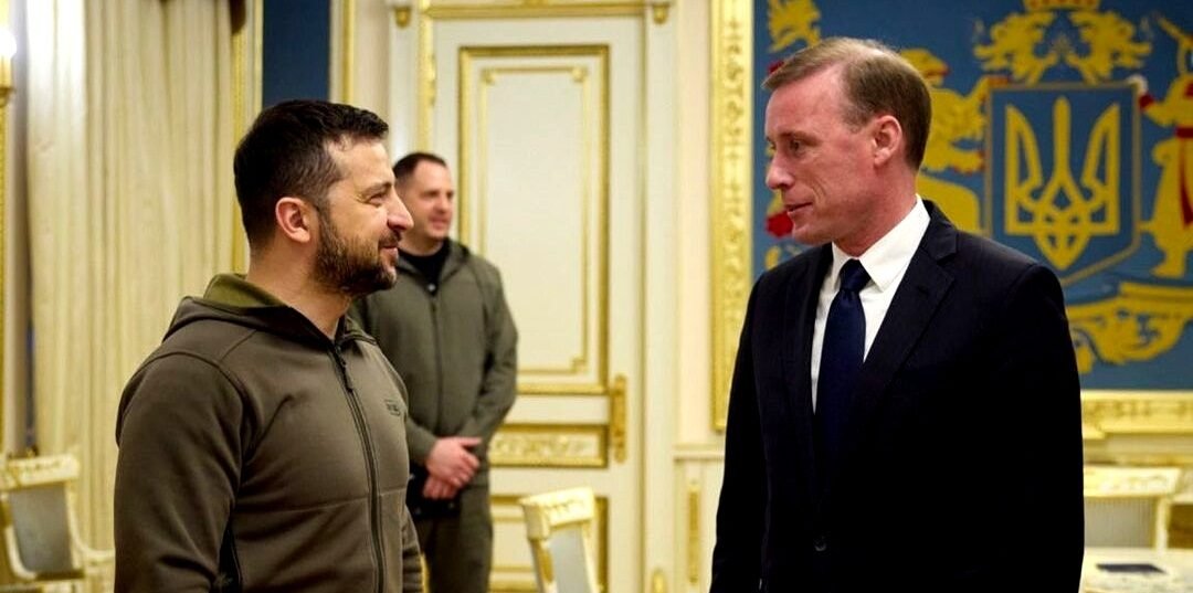 Ukrainian President Volodymyr Zelensky meets U.S. National Security Advisor Jake Sullivan