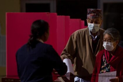 Voters cast ballots during the general elections in Kathmandu