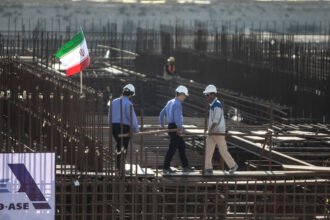 People work at the construction site