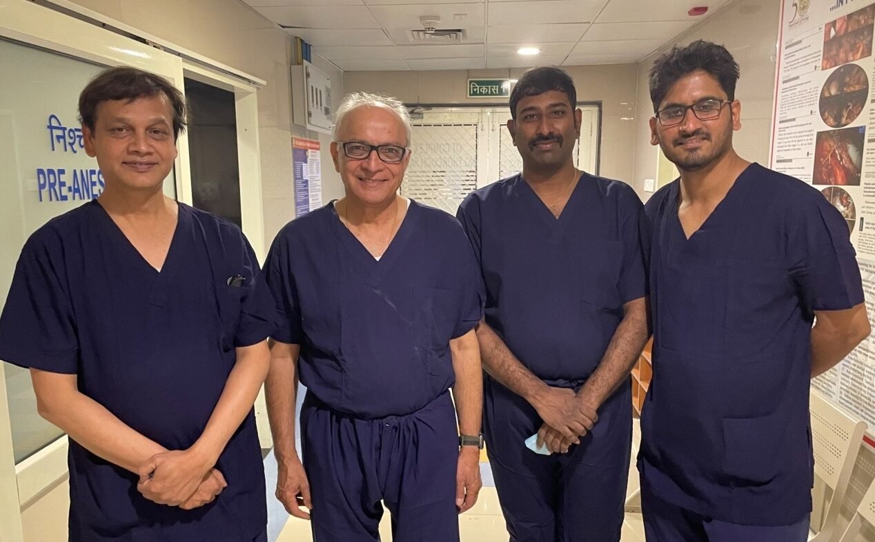 Team of robotic renal transplant surgeon(from Left - right) Dr.Uttam Mete, Dr Rajesh Ahlawat,Dr. Sudeep Bodduluri and Dr Shanky Singh
