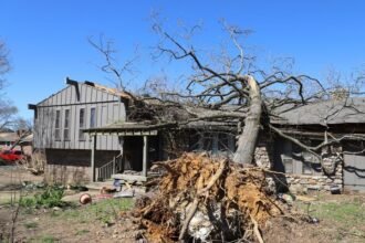 Properties damaged by a strong tornado in Little Rock