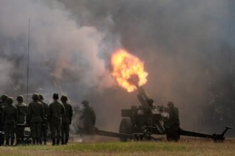 A 105mm howitzer cannon