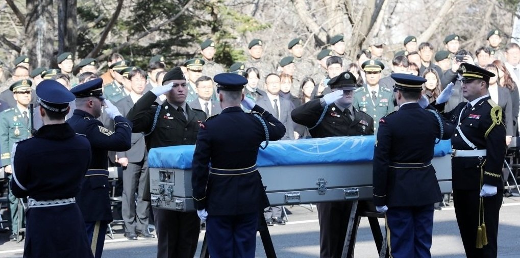 A repatriation ceremony of remains of a U.S. soldier