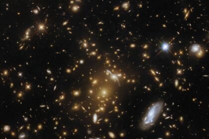 Hubble telescope images light-bending galaxy cluster