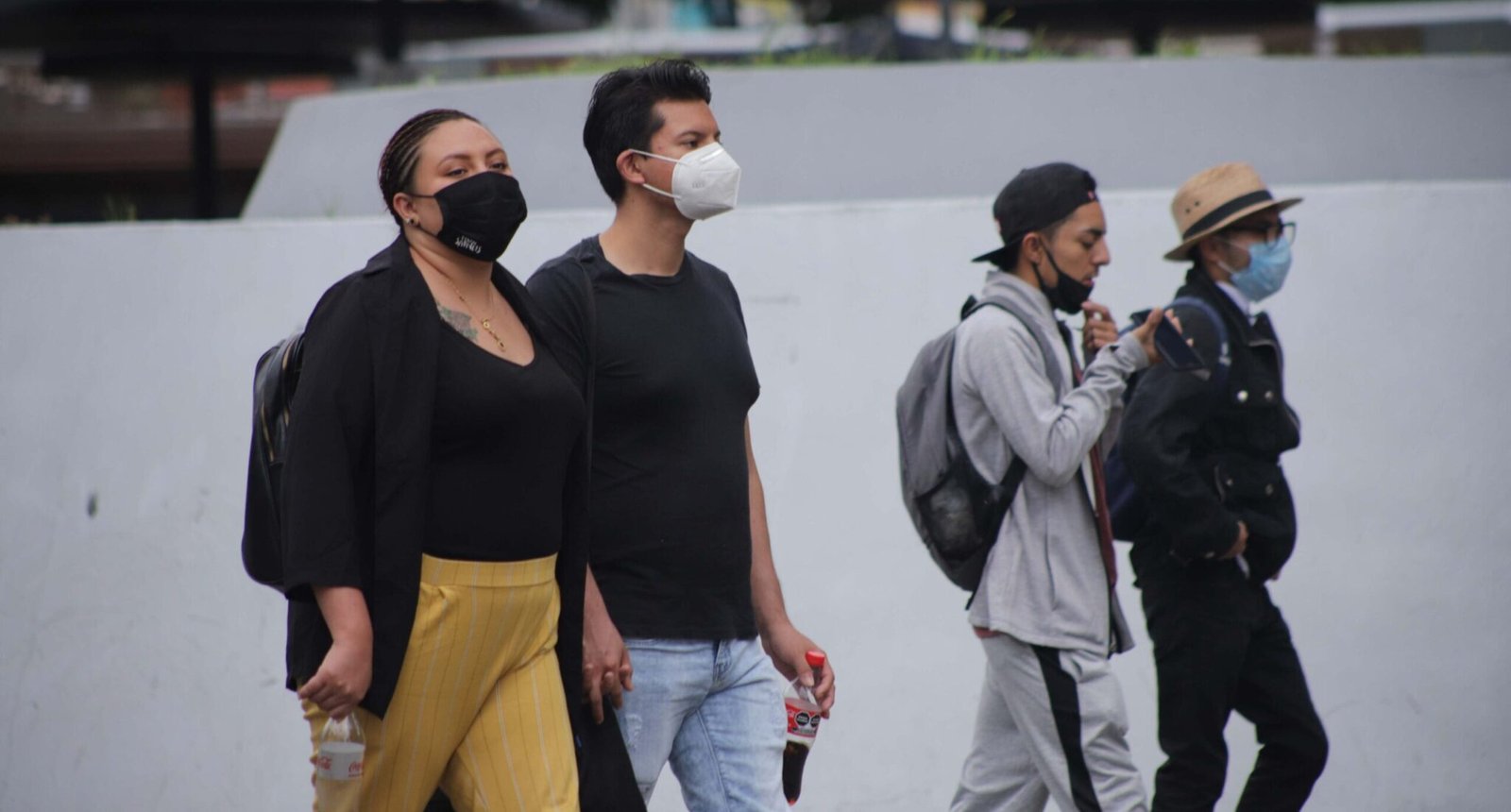 People are seen wearing masks in Mexico City