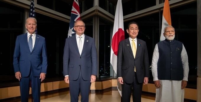 Quad nation leaders - Indian Prime Minister Narendra Modi and his Australian and Japanese counterparts Anthony Albanese and Fumio Kishida and US President Joe Biden
