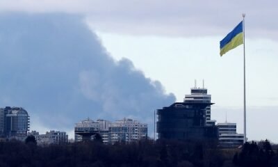 Smoke rising in the sky in Kiev