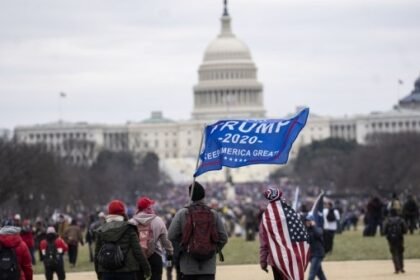 U.S. President Donald Trump gather at Freedom Plaza in Washington