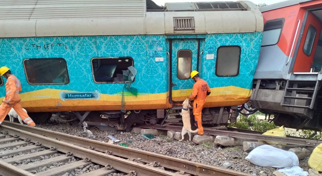 NDRF personnel during the search and rescue operation after an train
