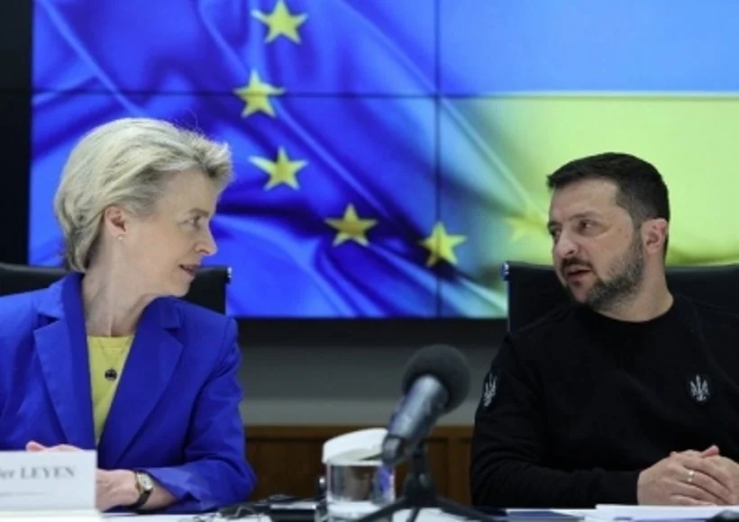 Ukrainian President Volodymyr Zelensky and European Commission President Ursula von der Leyen